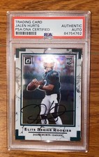 Jalen Hurts 2020 Donruss EAGLES Rookie Optic ELITE Auto Signed CHAMPION MVP PSA