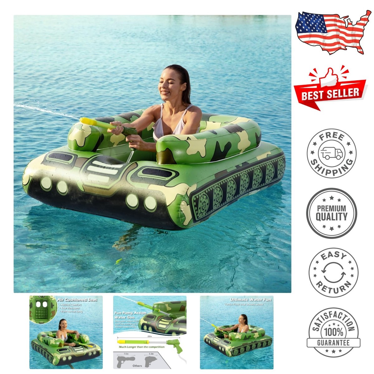 Pool Punisher Tank Water Float With Cannon Water Inflatable Pool