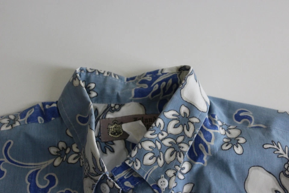Island Traditions hawaii Blue Floral POLO SHIRT Medium M  - Image 4 of 4