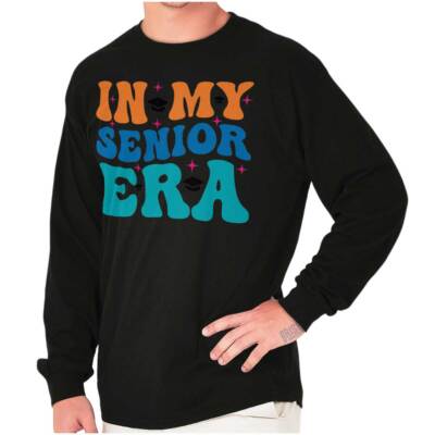 Cool Groovy In My Senior Era Graduation Cap Long Sleeve Tshirt for Men or Women