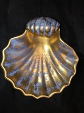 Rare Limited Vintage 1950 Stangl Pottery 22K Gold Hand Painted Lg Sea Shell USA