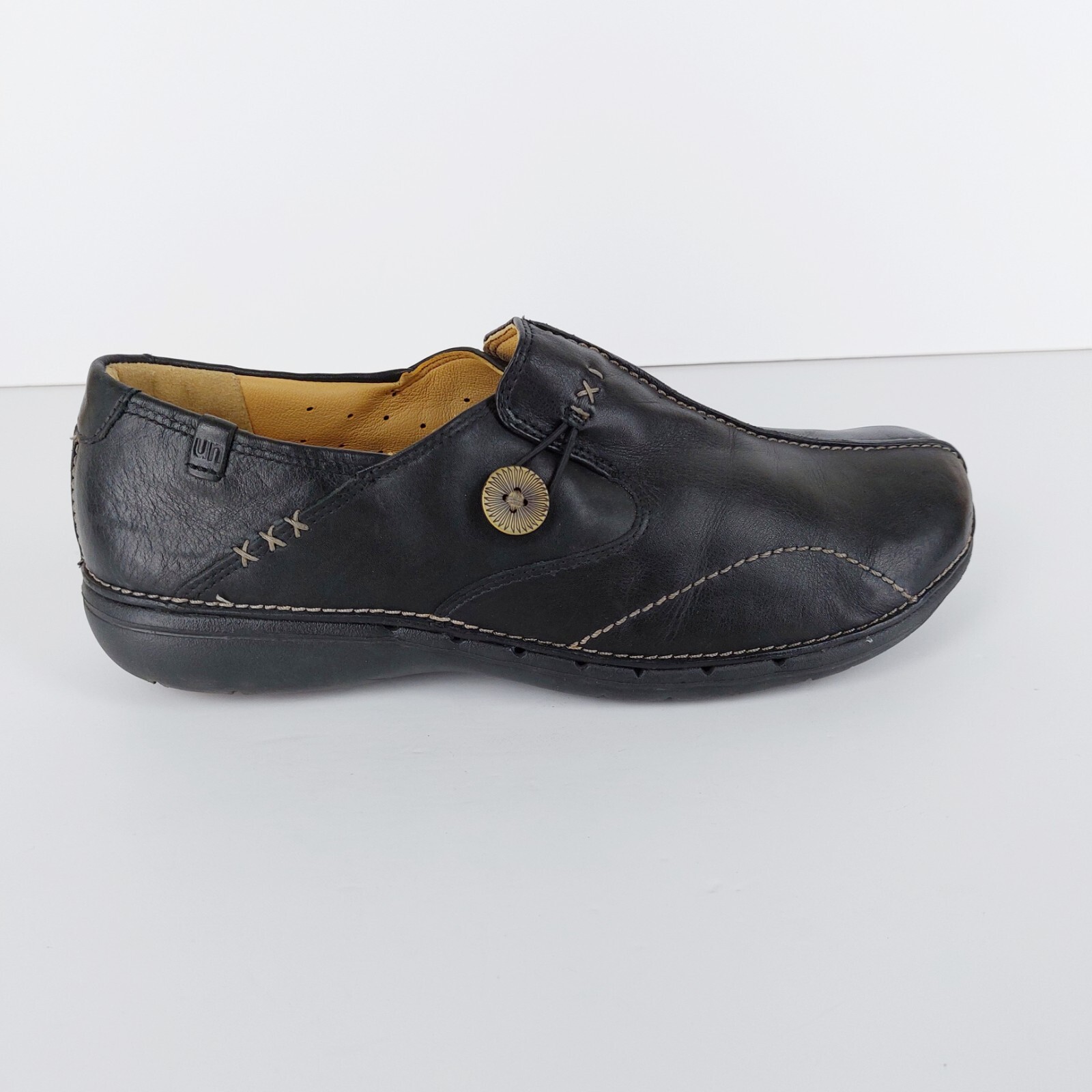 Zapatos de enfermera zuecos sin cordones Clarks Unstructured para mujer talla UK 9 D de cuero negro