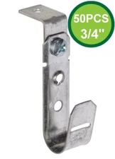 50 Pack 3/4" J-Hook Ceiling Mount L Clip Angle Network CAT6/5 Wires Cable Manage