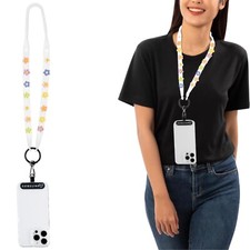 White Cell Phone lanyard Flowers, compatible with all shoe charms decoration,