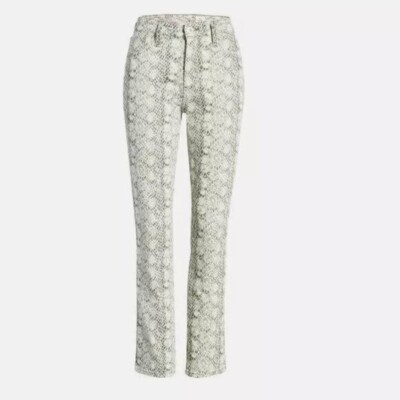 NWT $178 AG Mari High Waist Slim Straight Leg Jeans 31, SILK PYTHON DARK Algae