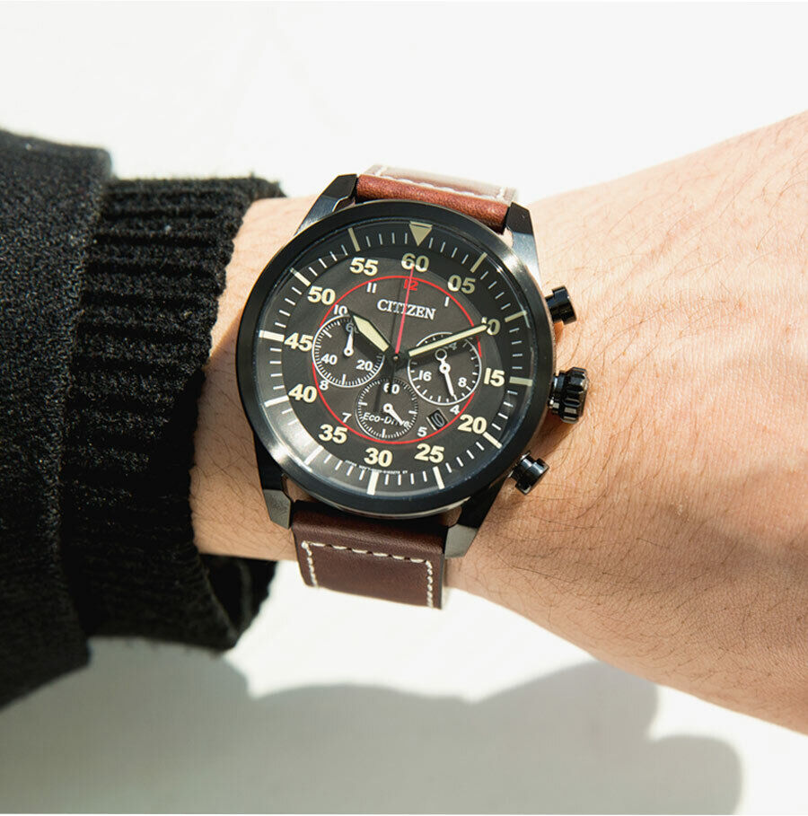 Citizen Eco-Drive CA4218-14E Chronograph Black Analog Brown Citizen Eco-Drive CA4218-14E Chronograph Black Analog Brown