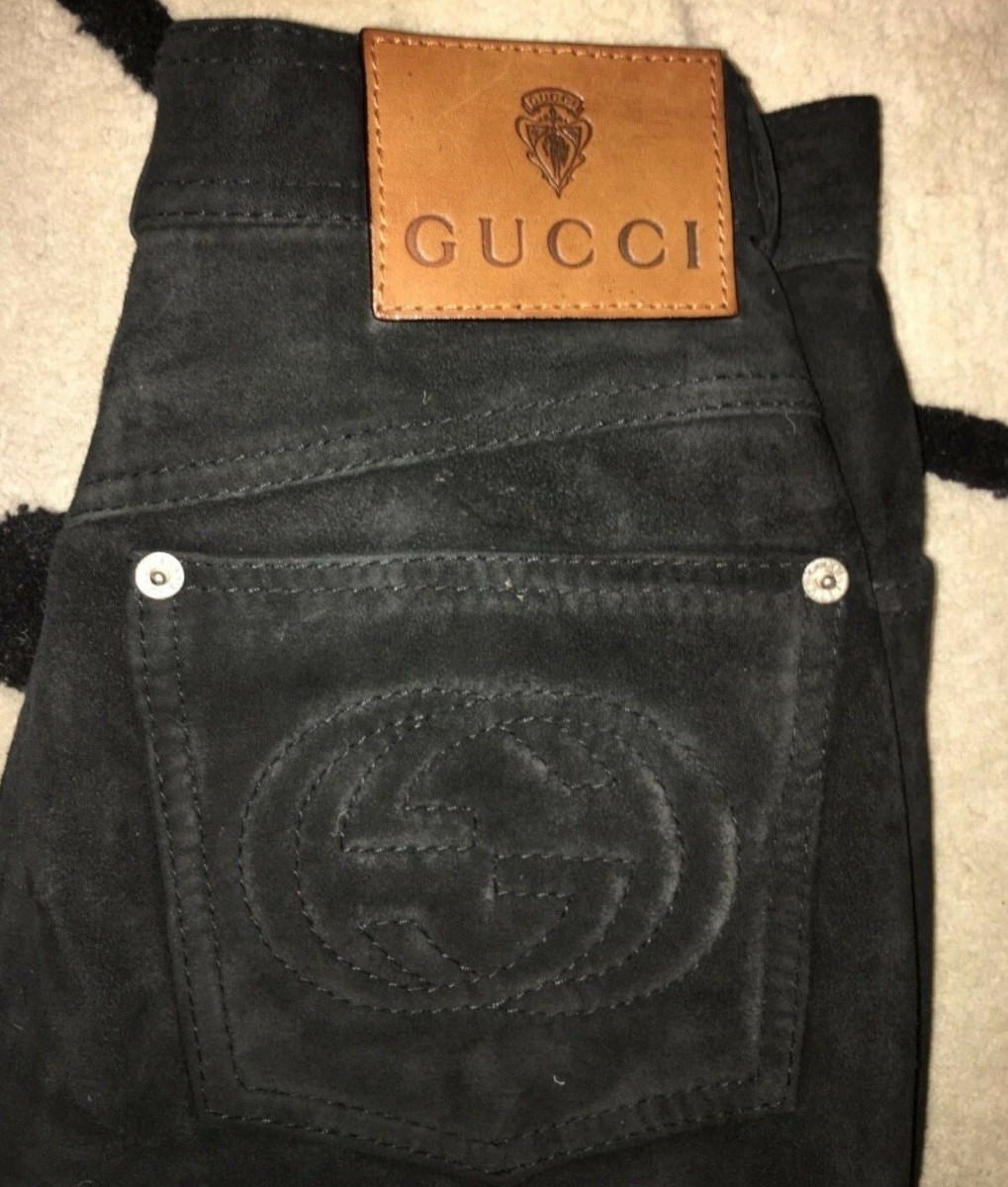 GUCCI Fall Winter 1995 100% SUEDE high waisted JEANS SiZe 40 italy