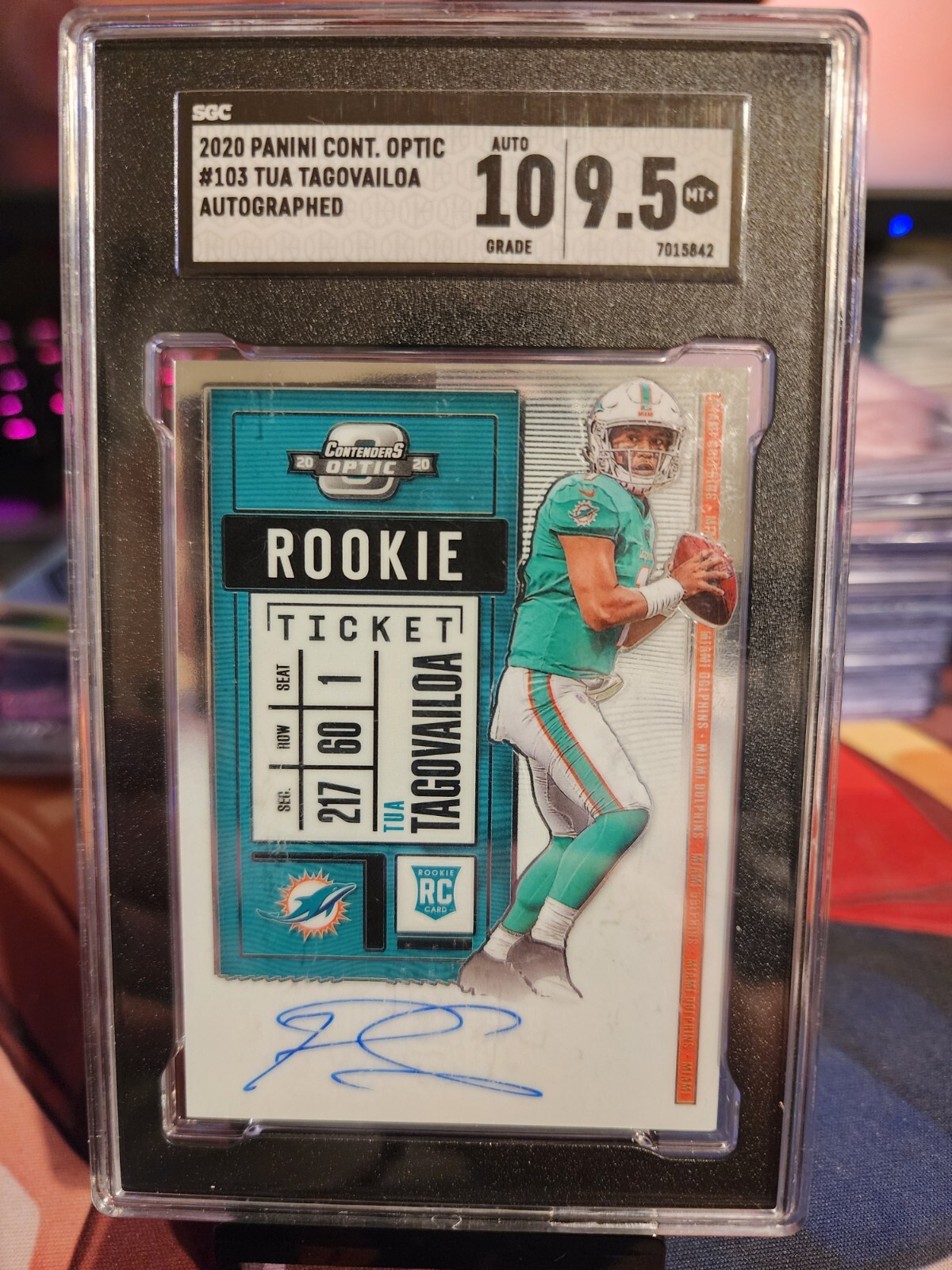 SGC 9.5/10 AUTO Tua Tagovailoa 2020 Panini Contenders Rookie Ticket #103 Miami