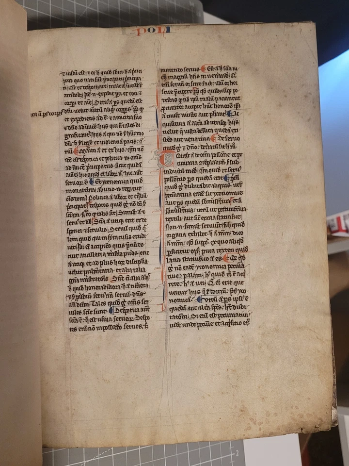 Aristotle Politics and Ethics ~ Cir. 1275-1300 ~ Medieval Manuscript ~ 50 Leaves - Image 2 of 4