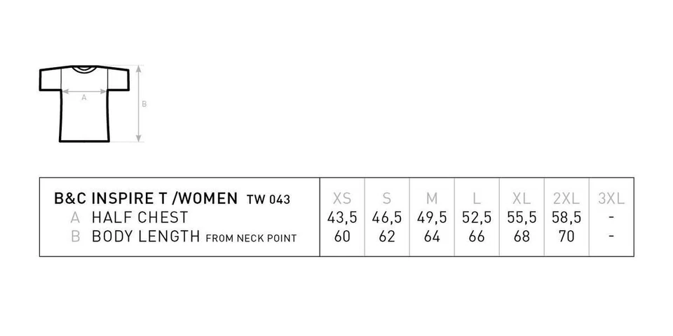 B&C Collection De Las Mujeres Orgánico Algodón Camiseta TW043 - Plano Tee - Imagen 2 de 4