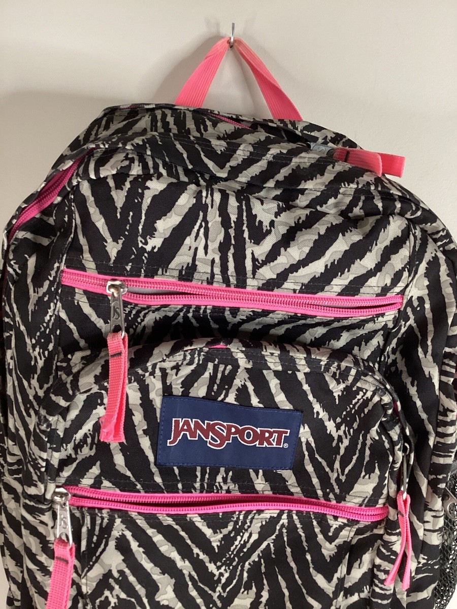 JanSport Backpack Big Student Print 5 Zipper Pockets Gray JanSport Backpack Big Student Print 5 Zipper Pockets Gray