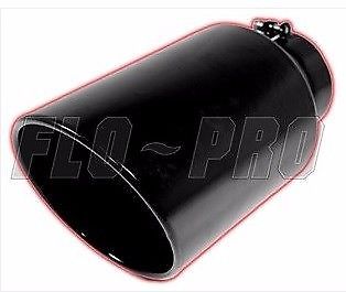 Flo Pro 15'' Black Exhaust Tip Rolled Edge Angle Cut 5'' Inlet 7'' Outlet