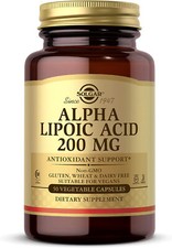 Image of Solgar Alpha Lipoic Acid 200 mg Vegetable Capsules Food Supplement - Pack of 50