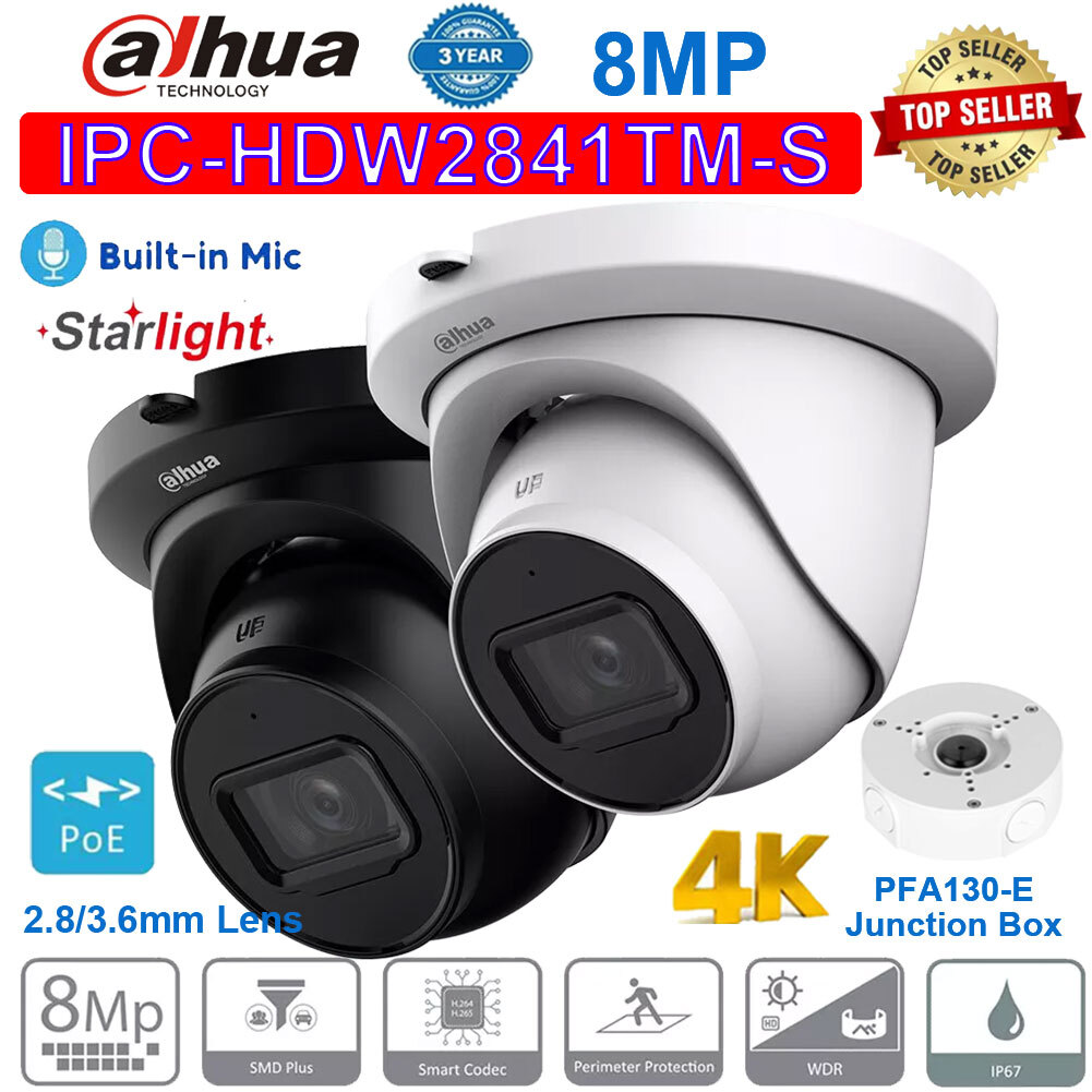 Dahua IPC-HDW2841TM-S 8MP Starlight Built-in Mic PoE IP Camera WizSense WDR SMD+