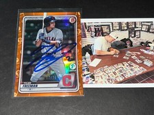 Tyler Freeman Indians Guardians Auto Signed 2020 Bowman 1st Edition Orange Foil