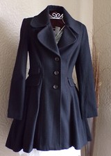 Rare Topshop Vintage Fit & Flare Princess Skirted Wool Coat