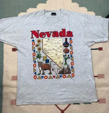 VTG 90s Screen Stars State of Nevada Shirt XL Southwestern Single Stitch LV NV