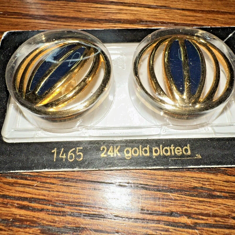 New Vtg 2 PK Dill Buttons 24K Gold Plated #1465 1” 25 MM  Made in Germany - Image 3 of 3