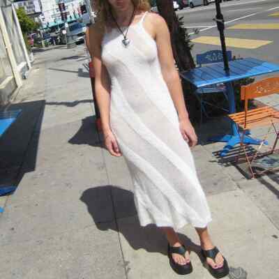 Gimaguas Mohair Knit Semi-Sheer Striped Midi Dress - L - NWT | eBay
