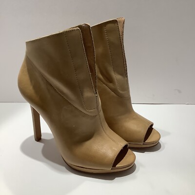 Vince Camuto Tan Glove Leather Rora Peep-Toe Stiletto Booties Womens Sz. 5M, New