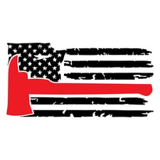 Black Flag with Red Axe for Fire Fighter USA American Flag Decal Stickers