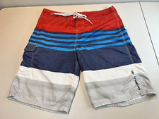 O'Neill Mens Size 34 Striped Red White Blue Beach Swim Board Shorts