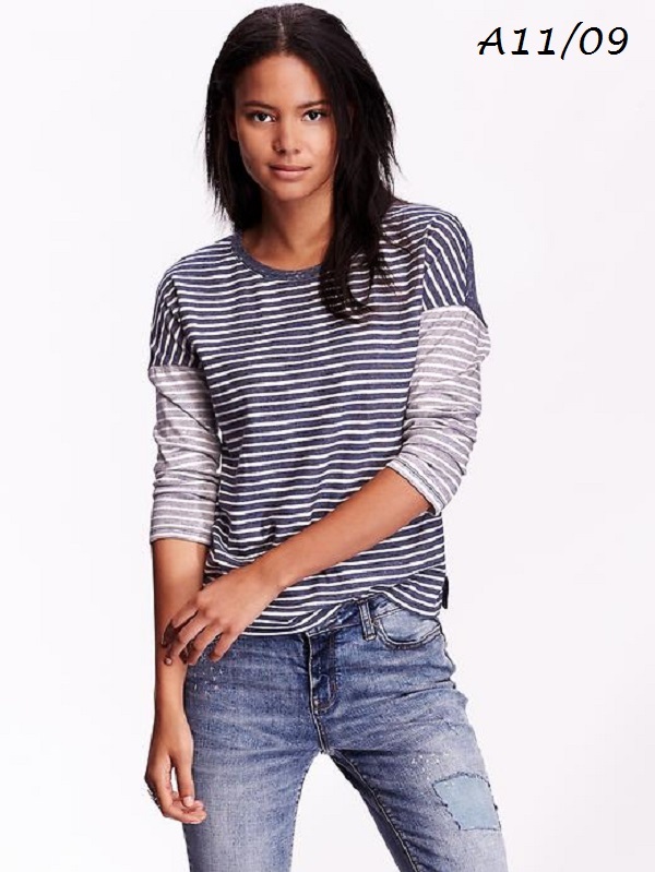 ON NEW Sexy Blue & White Striped Dropped Shoulder Boxy Top Plus 2XL QCO