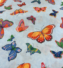 Butterflies on Light Blue Fabric VIP Cranston Print 100 Cotton 2.5 yd