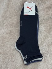 Image of Puma Quarter Socks Soft Cotton 3 Pairs Men’s Size 9-11 Navy Grey Blue BNWT