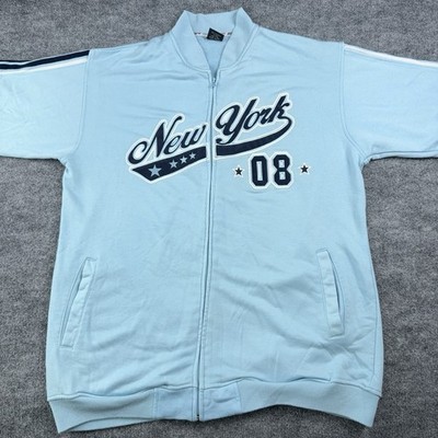 Vintage NYC Sports New York Jersey Mens XL Blue Full Zip Embroidered Jacket