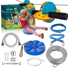 Zip Line Kit for Kids and Adults Outdoor, UFO Trolley 75/100/120/150ft Ziplin...