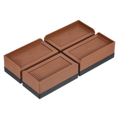 4Pcs Furniture Risers 1.5'' Rectangle Bed Risers Adjustable Desk Sofa Riser Brown