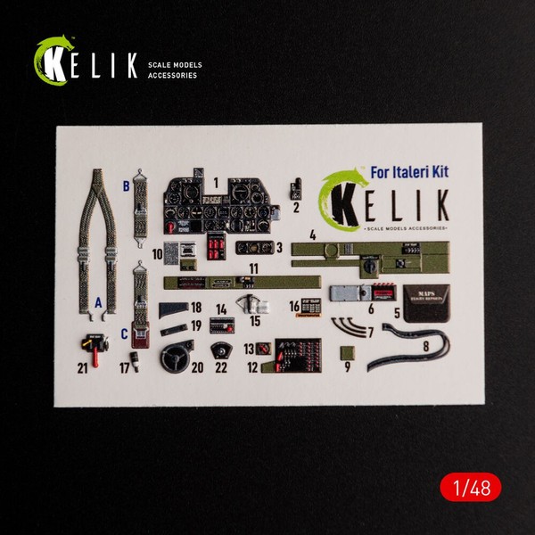 Kelik K48016 - 1:48 ?-47D Thunderbolt Interior 3D Decals For Italeri/Academy Kit-image