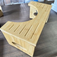 Bamboo Toilet Step Stool - Brand New But Damages See Pictures. Never Used.