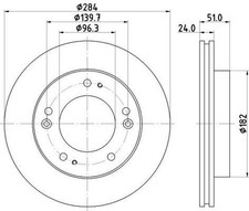 2x HELLA Bremsscheiben Vorne für KIA SPORTAGE (K00) RETONA (CE) 284mm 8DD
