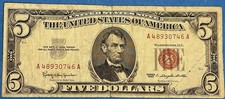 1963 $5 RED SEAL NOTE Circulated