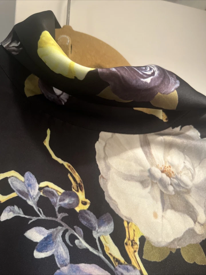 Acne Studios Gray and Black Dragon Print Midi Dress Women Sz 36 Asian Floral Pr - Image 3 of 4