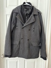 Guess Pea Coat Mens XL Double Breasted Dark A...