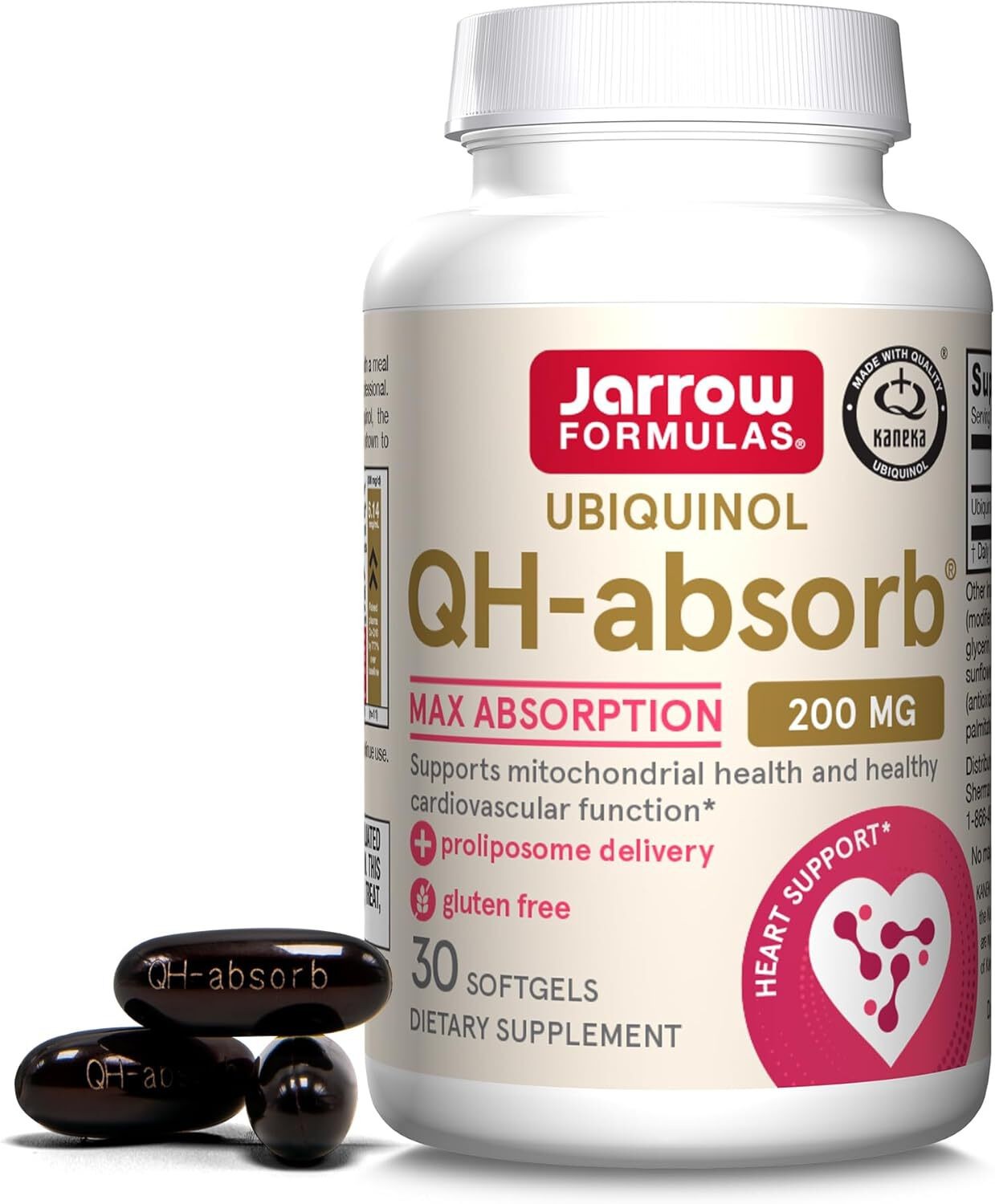 Jarrow Formulas QH-absorb Ubiquinol 200mg CoQ10, 30-90 Softgels Max Absorption