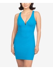 B DARLIN Womens Sheath Mini Dress Blue Sleeveless Crisscross Back Juniors 12
