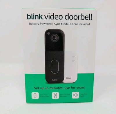 NEW Blink Video Doorbell with Sync Module Core & Battery Head-to-Toe HD - Black