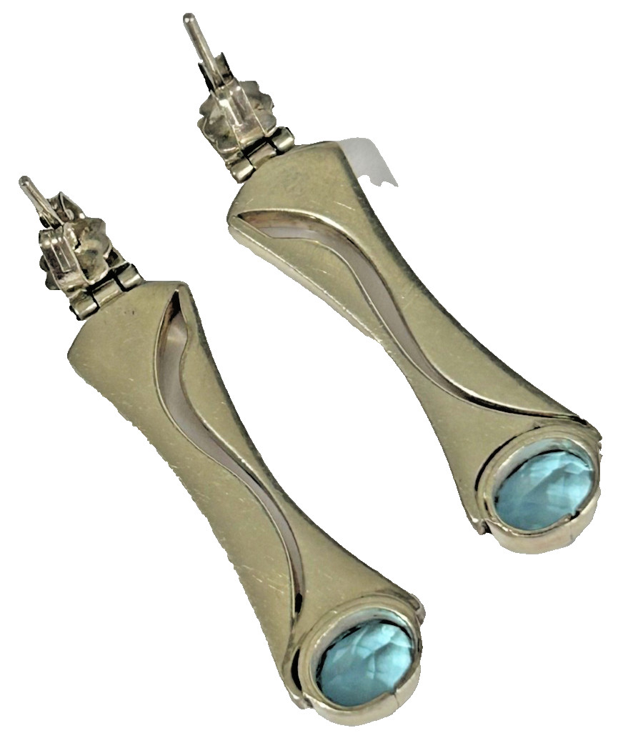 Vintage solid sterling silver dangle earrings ret… - image 3