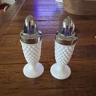 Vintage Westmoreland Glass Milk Glass White English Hobnail Salt & Pepper Set
