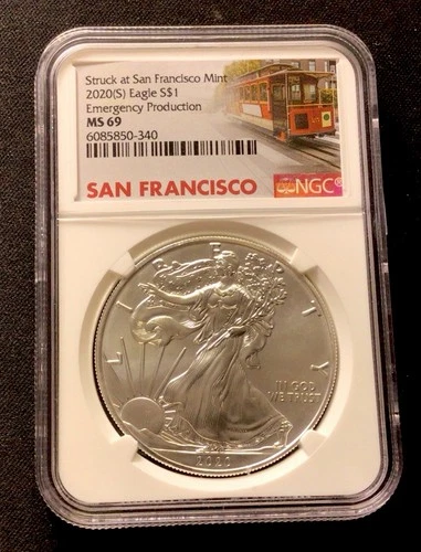 ⭐️ 2020(S) Silver Eagle EMERGENCY PRODUCTION NGC MS69 Struck At SF - ENN COINS
