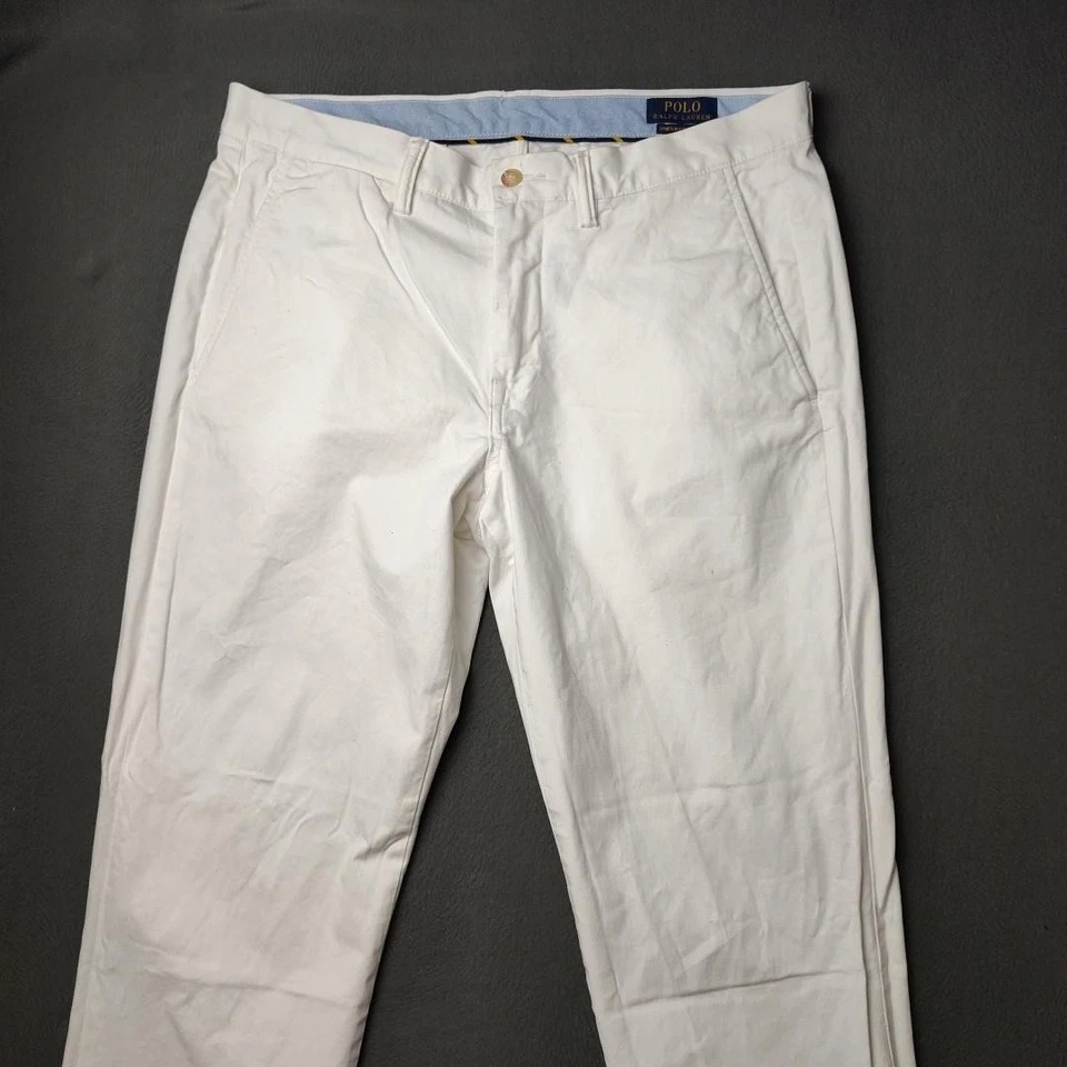 Polo Ralph Lauren Pants Mens 33x30 White Stretch Straight Fit The Polo Chino - Image 2 of 4