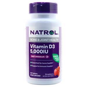 Natrol Витамин D3 5000МЕ быстрорастворимый в клубнике 90 таблеток 3590₽