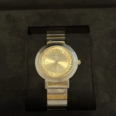 Versace Greca Armbanduhr Edelstahl Silber Gold Saphirglas Swiss Made 29001703 - Bild 1 von 4
