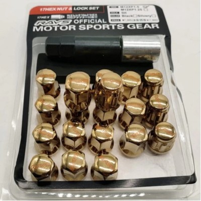 17 HEX RAYS Racing GOLD 32mm Steel Wheel Lug Nuts M12x1.5 20pcs/set FAST SHIP
