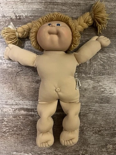Vintage Cabbage Patch Kids Girl Doll 1985 Blonde Hair Blue Eyes No Clothes