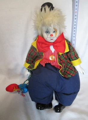 Clown / Harlekin Puppe , Vintage, Dekorfigur, ca. 38 cm - Bild 1 von 4